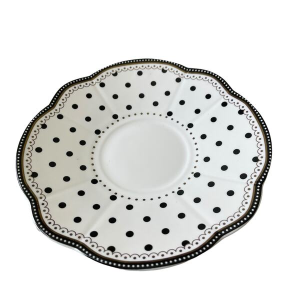 GRACE TEAWARE Black & White Striped Polka Dots Teacup and Saucer Set of 2 New - Picture 11 of 16